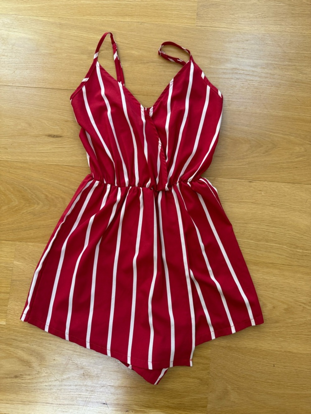 Red & White Striped Romper